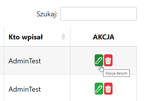 Przycisk edycji miejscowości