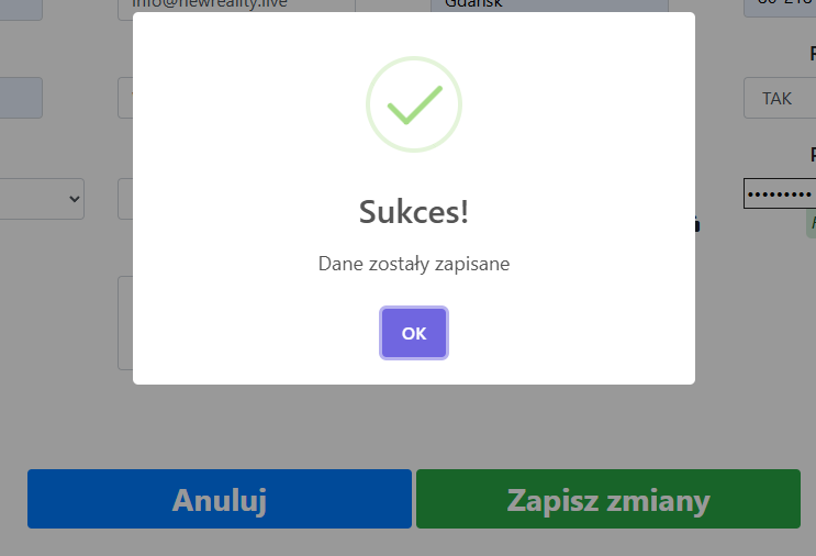 Informacja po zapisaniu