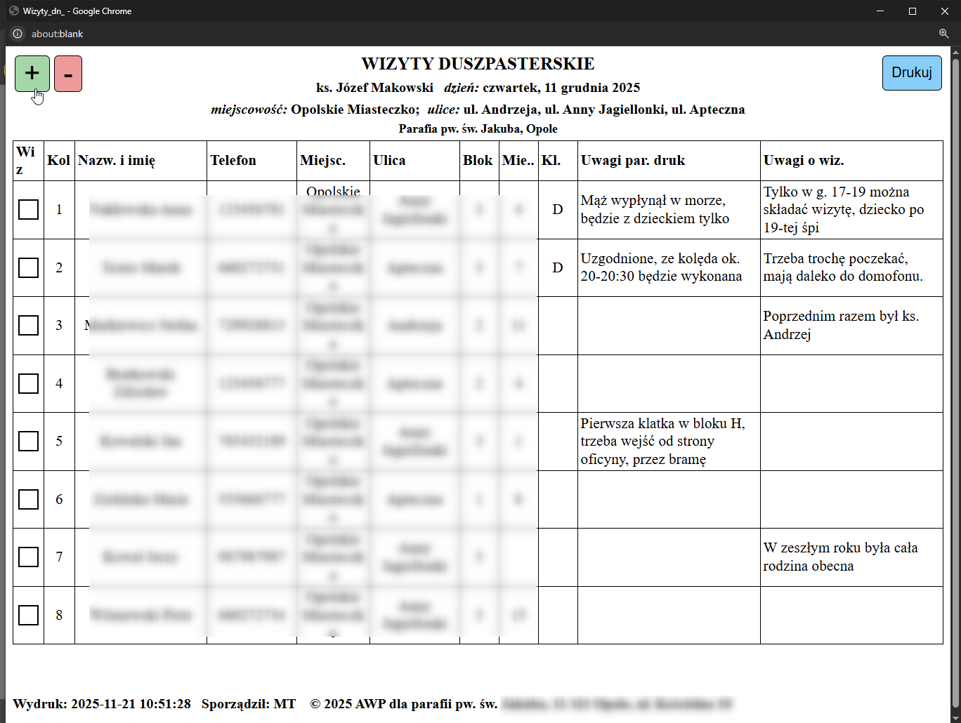 Tabela z dużą czcionką